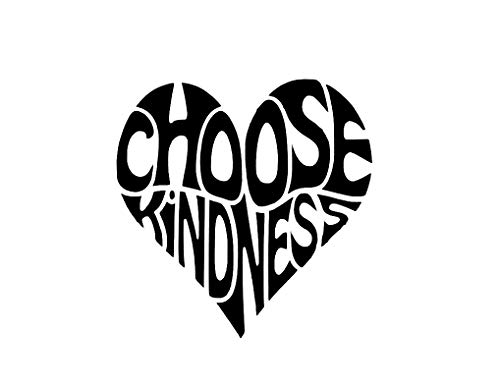Autocollant en vinyle Choose Kindness Heart Makarios LLC pour voiture et ordinateur 14x13,7 cm