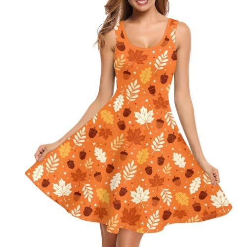 Image of Women Stylish Tank Dresses Sleeveless Round Neck Midi Casual Dress with Pocket for Summer