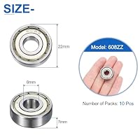 QUARKZMAN 10 Stück 608ZZ Kugellager 8x22x7mm Hochleistungs-Lager aus hochfestem Kohlenstoffstahl mit doppelter Abschirmung für Skateboard, Elektromotoren – Ansicht 2