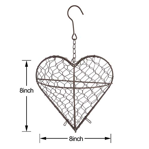 Nuxn Indoor Hanging Planter Holder Heart Shape Succulent Flower Pot Decor Basket Rustic Iron Wire Wreath Frame Succulent Pot Hanging Wall Air Plant Holder Garden Metal #TOP5