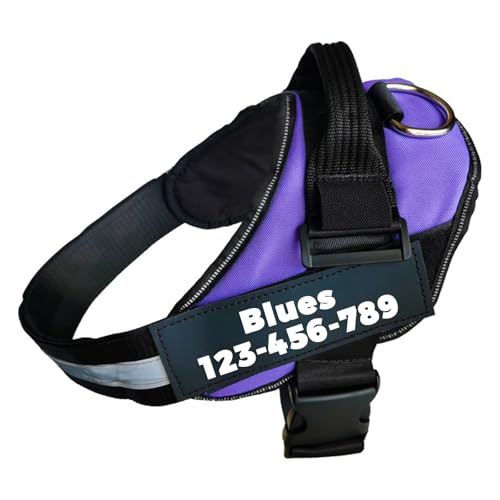 Pettorina antitiro per cani con nome e numero di telefono, resistente, regolabile, per evitare strattoni e soffocamenti, traspirante, imbottita, per cani di taglia piccola, media e grande