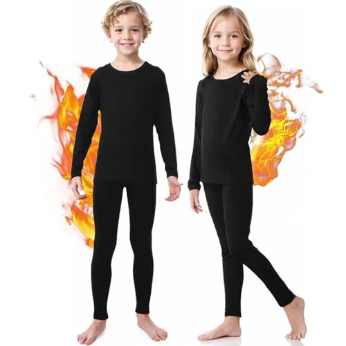 Kids Thermal Underwear Set,Thermal Base Layer Long Sleeve Compression sleepwear,Boys Girls Thermal Long Johns Top & Bottom Pajama Set,Cycling,Skiing,Training, Sports