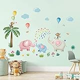 decalmile Pegatinas de Pared Elefante Infantiles Vinilos Decorativos Animales Mono Adhesivos Pared Habitación Bebés Dormitorio Salón