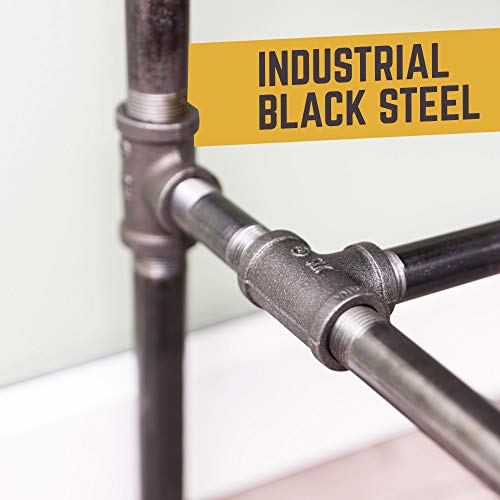 Pipe Decor Industrial Pipe Desk Leg Set, Modern Home Office Table Writing Or Computer Base Kit, Dark Grey Black Rough Pipes, Rustic Vintage Furniture Unfinished Steel Metal Pipe Legs, H-Desk Style #TOP7