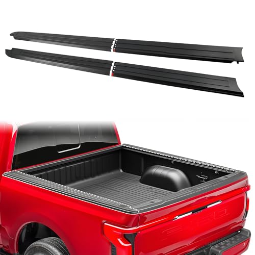 5'5ft Truck Bed Rail Caps Compatible with Ford F150 2015-2020 Left & Right Side Bed Rails Protector with/Stake Holes Replacement #FL3Z-84291A40-AA, #FL3Z-84291A41-AA(Black)