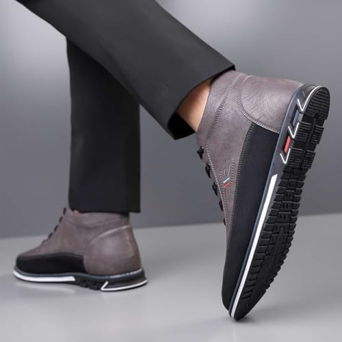 Image of Men's Casual Dress Boots Motorcycle Boots Plus Size Ankle Boots Lace Up Fashion Leather Boots Business Wedding Party Shoes