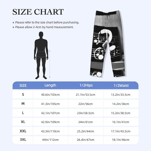 Pantalon de pyjama homme notes de musique EdWal noir et blanc taille XL avec poches