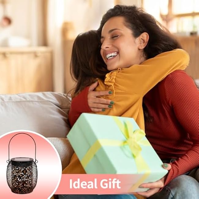 Solar Lanterns Outdoor Hanging Lights: IP65 Waterproof Rose Solars Lantern Decorative for Pathway Patio Walkway Garden Gifts