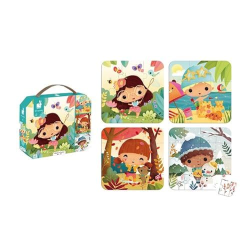 Janod - 4 Puzzles Die 4 Jahreszeiten - Evolutives Kinderpuzzle mit 6 bis 16 Teilen - Fördert Geduld und Feinmotorik Lernspiel ab 24 Monate… – Ansicht 3