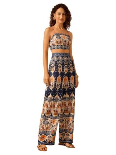 Image of KOTTY Women's Boho Printed Wide-Leg Trousers for Casual and Resort Wear