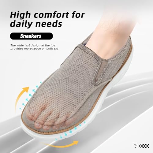 Image of Mens Casual Loafers Slip-on Boat Mesh Walking Shoes Business Oxfords Sneakers Work Comfortable Lightweight Soft Sole