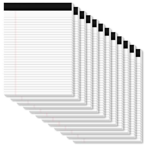 Legal Pads 8.5 x 11 Note Pads 8.5 x 11 Wide Ruled Notepad Lined Paper Writing Pads for Home, School, Office Use, 80gsm Perforated Legal Pad - Sturdy Cardboard Backing Support, 12 Pack (30 Sheets/Pad)