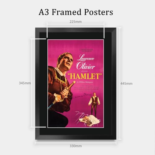 Cuadro de Hamlet 1948 con firma impresa de Laurence Olivier acabado premium enmarcado A3 2