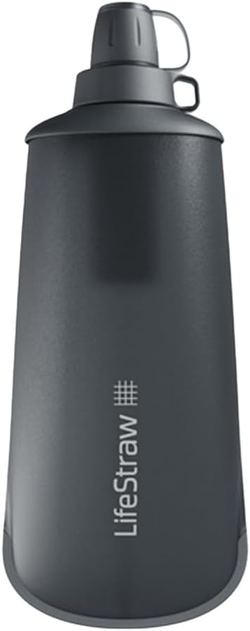 Peak Series - Collapsible Squeeze Bottle Water Filter System – 650ml for Trail Running, Through Hiking, Travel, Cycling, and Fishing, Dark Mountain Gray