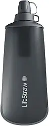 LifeStraw Peak Series – Sistema de filtro de água dobrável para garrafa de apertar – 650 ml para corrida em trilha, caminhadas, viagens, ciclismo e pesca, cinza escuro
