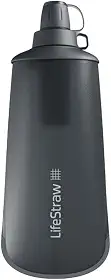 LifeStraw Peak Series – Sistema de filtro de água dobrável para garrafa de apertar – 650 ml para corrida em trilha, caminhadas, viagens, ciclismo e pesca, cinza escuro