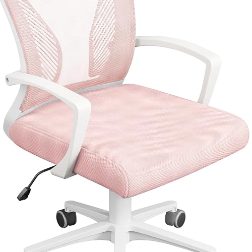 Yaheetech Bürostuhl Ergonomisch mit Netzbespannung Atmungsaktiv, Rosa – Ansicht 8