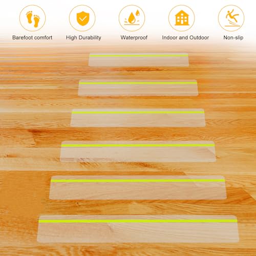 Image of Qingluan Anti Slip Tape Heavy Duty Grip Tape Non Slip Stair Treads Waterproof High Traction Safety Tape for Indoor Outdoor Stairs Steps Floors(Transparent Glow in The Dark Green, 6 Inch x 32.8ft)