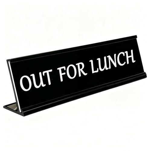 OUT FOR LUNCH Sign, Out to Lunch Sign for Desk, At Lunch, On Lunch, Lunch Break Small Sign for Office Desk Office Use, Will Be Right Back, Office Desk Accessories for Women & Men-Aluminum-8 x 2.3 inches