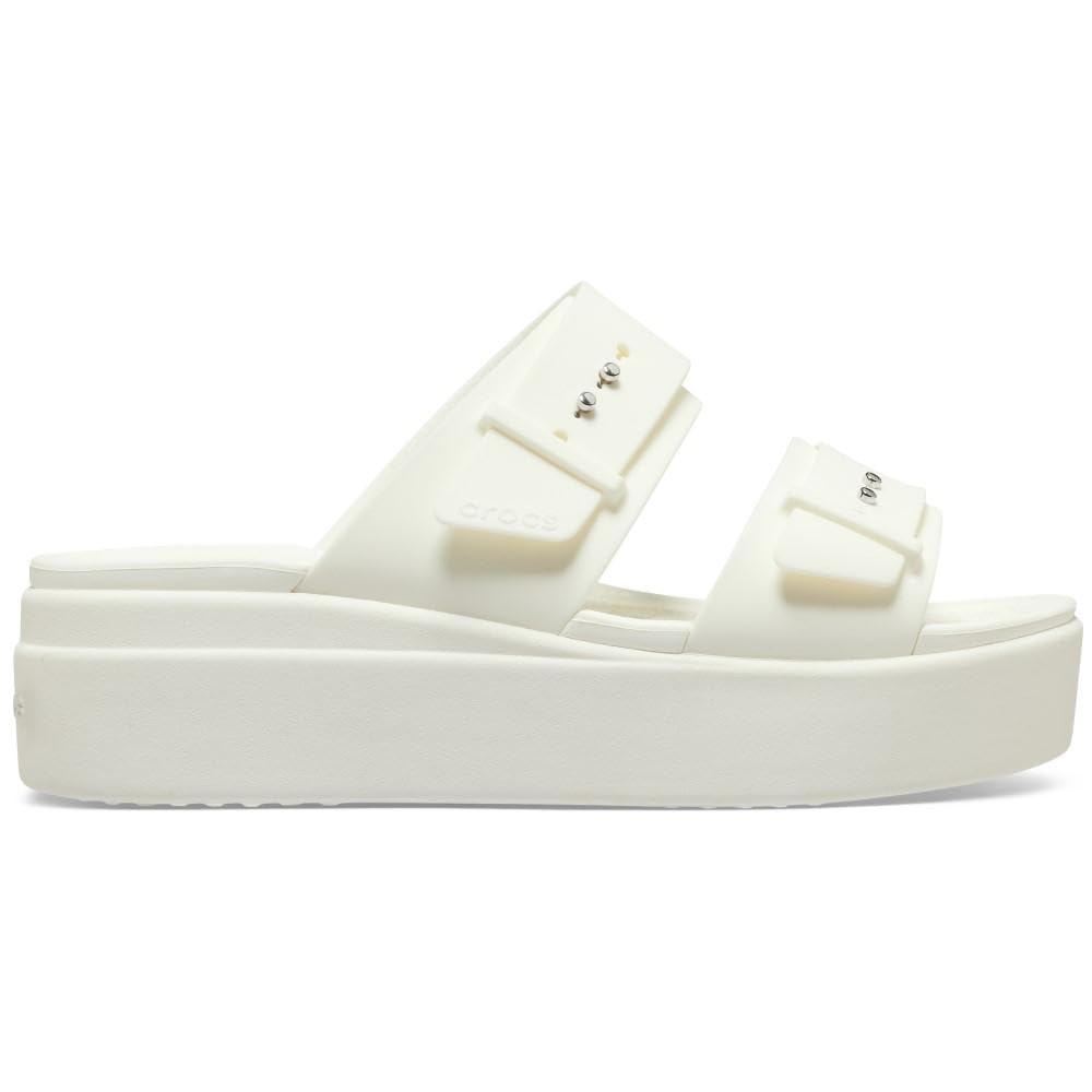Crocs Women Sandal,Brooklyn Buckle Low Wedge,Chalk,7 UK Women