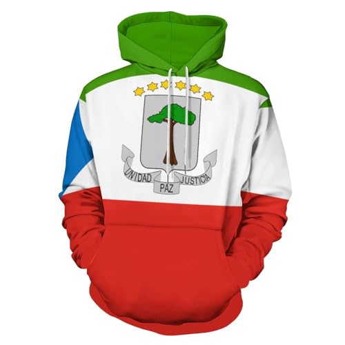 Sweat à capuche homme drapeau Guinée Équatoriale pull unisexe à poche kangourou et cordon