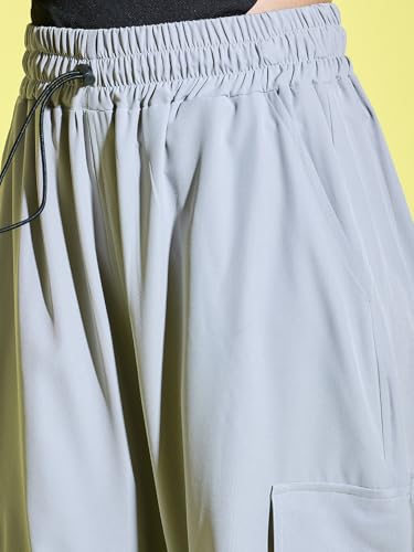 Image of Buynewtrend Women Loose Fit Parachute Trousers | High Waist Cargo Trouser Pant