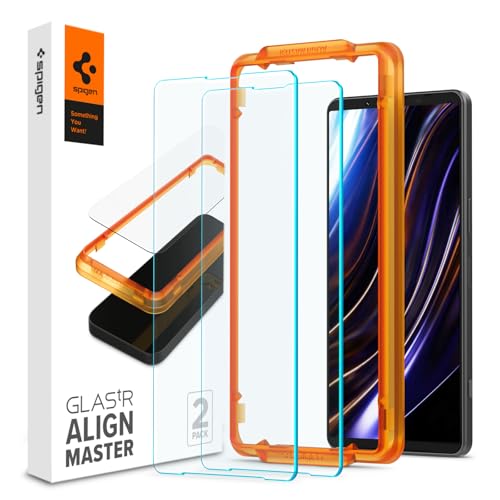 Spigen AlignMaster Verre Trempé compatible avec Sony Xperia 1 VIII, Xperia 1 VII, Xperia 1 VI, 2 Pièces, Résistant aux Rayures, 9H Protection écran