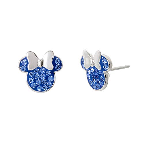 Disney Minnie Mouse Birthstone Jewelry For Women, Sterling Silver Pave Crystal Stud Earrings, September #TOP3