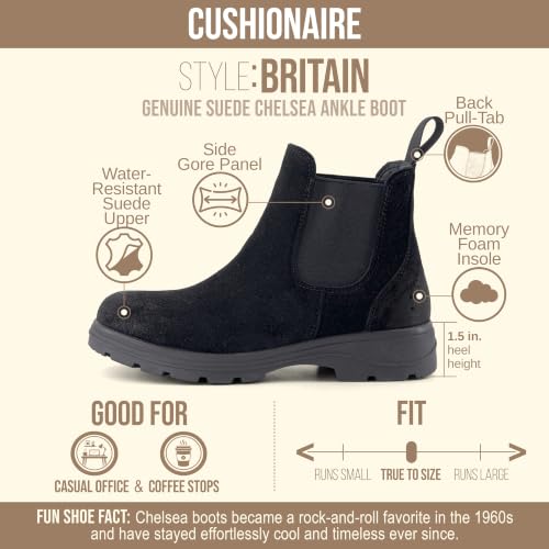 Image of CUSHIONAIRE Britain Genuine Suede Chelsea Ankle Boots for Women