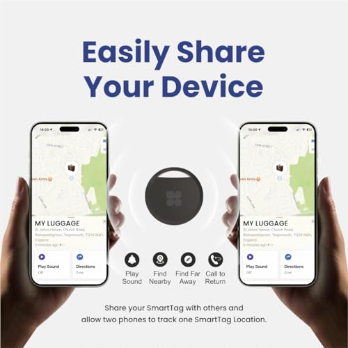 Image of Bluetooth SMART TAG Compatible with Apple Find My (iOS only), Tracker Tag with 2-Year Replaceable Battery, 75dB Alarm Volume, Finder & Locator for Keys, Wallet, Luggage and More