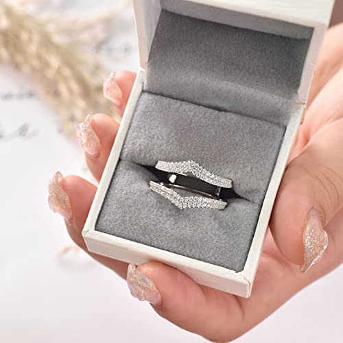 Wuziwen Guard Ring Enhancers Wedding Band For Women Cubic Zirconia 925 Sterling Silver Size 6 #TOP1