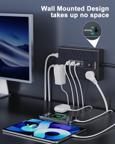 Image of Surge Protector Power Strip with 16 AC Outlets 6 USB Ports(3 Type C)