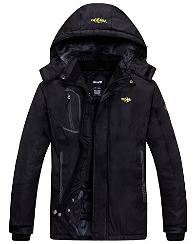 Wantdo Chaqueta Impermeable Capucha con Forro Hombres Negro X-Large