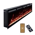 Modern Ember Vibrance 72 Inch Smart Linear Electric Fireplace Insert - Recessed or Wall-Mount, LED Multi-Flame Colors, Alexa/WiFi Enabled - Remote Included - Crystals