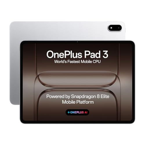 OnePlus Pad 3 World's Fastest Snapdragon 8 Elite Processor, 13.2" 3.4k Screen, 144Hz Adaptive Refresh Rate, 8 Speakers, AI, 12140 mAh Battery, 12 GB RAM + 256 GB ROM WiFi, Frosted Silver view 1
