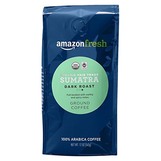 Amazon Fresh Organic Fair Trade Sumatra Ground Coffee, Dark Roast, 12 Ounce