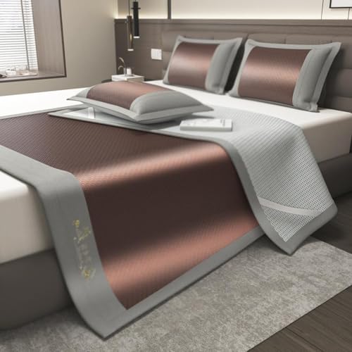 JINYOU Sábana refrescante de Seda Helada con Fundas de Almohada, colchoneta Transpirable for Dormir de Verano, sábana Plana de Tacto Fresco for Noches calurosas(D,120 * 200cm)