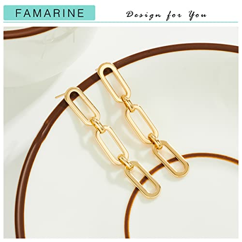 FAMARINE Gold Silver Chain Earrings Drop Dangle Earrings for Women4