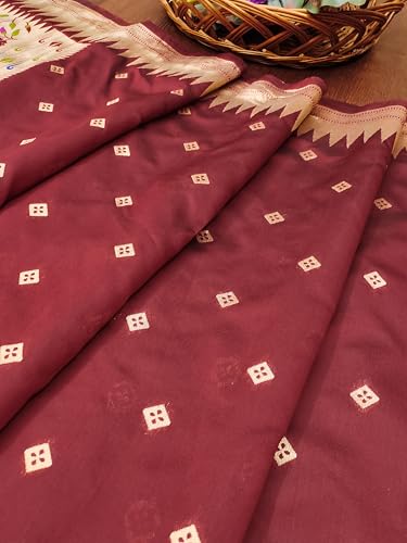 Image of DEVANGI Women's Woven Paithani Banarasi Silk Dupatta /Chunni For Women, Floral Print 1 Meter Wide and 2.3 Meter Length Printed Designer Dupatta /Chunni For Girls