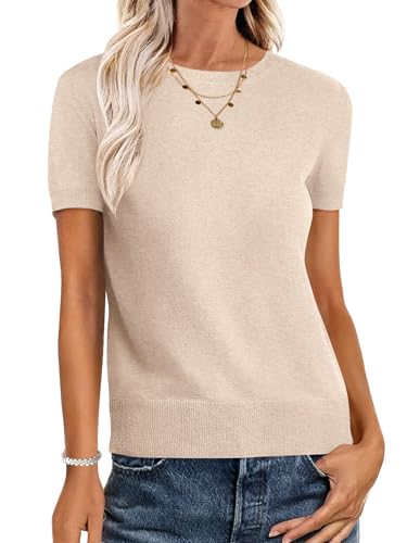 ANRABESS Womens Short Sleeve Sweaters Wool Blend...