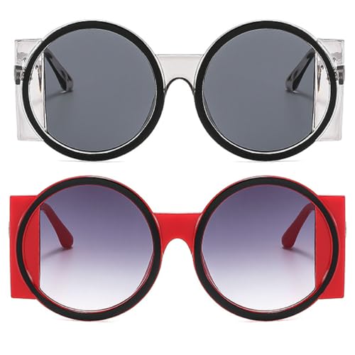 Fashion Oversized Round Sunglasses Women Contrast Color Shades UV400 Retro Unique Men Trending Gradient Sun Glasses