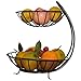 Adminitto88 Corbeille De Fruits Décorative Corbeille De Fruits Elegance 2 Étages 30cm Noir, avec 2 Bols À Fruits en Métal avec Pieds Antidérapants Noirs pour Plus D'espace sur Le Plan De Travail