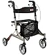 Bischoff & Bischoff Capero Rollator, faltbar – Leichtgewicht-Rollator für drinnen und draußen, Gehwagen mit Rücken-Gurt, Stockhalter und abnehmbarer Netz-Tasche, Platin