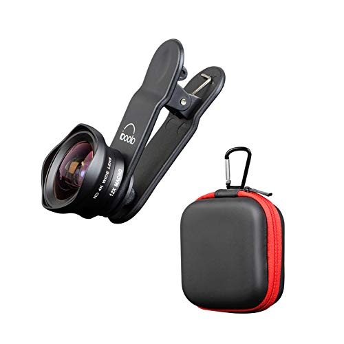 Lente grande angular de 16 mm Adaskala 2 em 1 + lente macro 12x com clipe de lente de telefone celul
