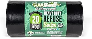 20 x Ecobag HEAVY DUTY SUPER STRONG BIN LINER REFUSE SACKS 100 litre Black