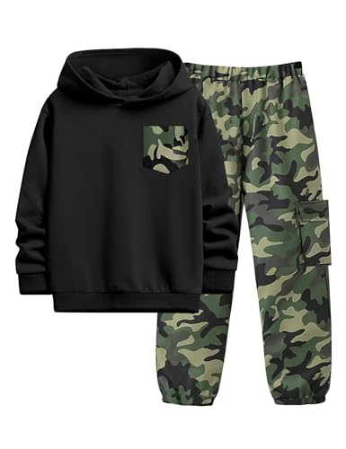 KANGKANG Boys Camouflage Hoodie & Sweatpants Outfit