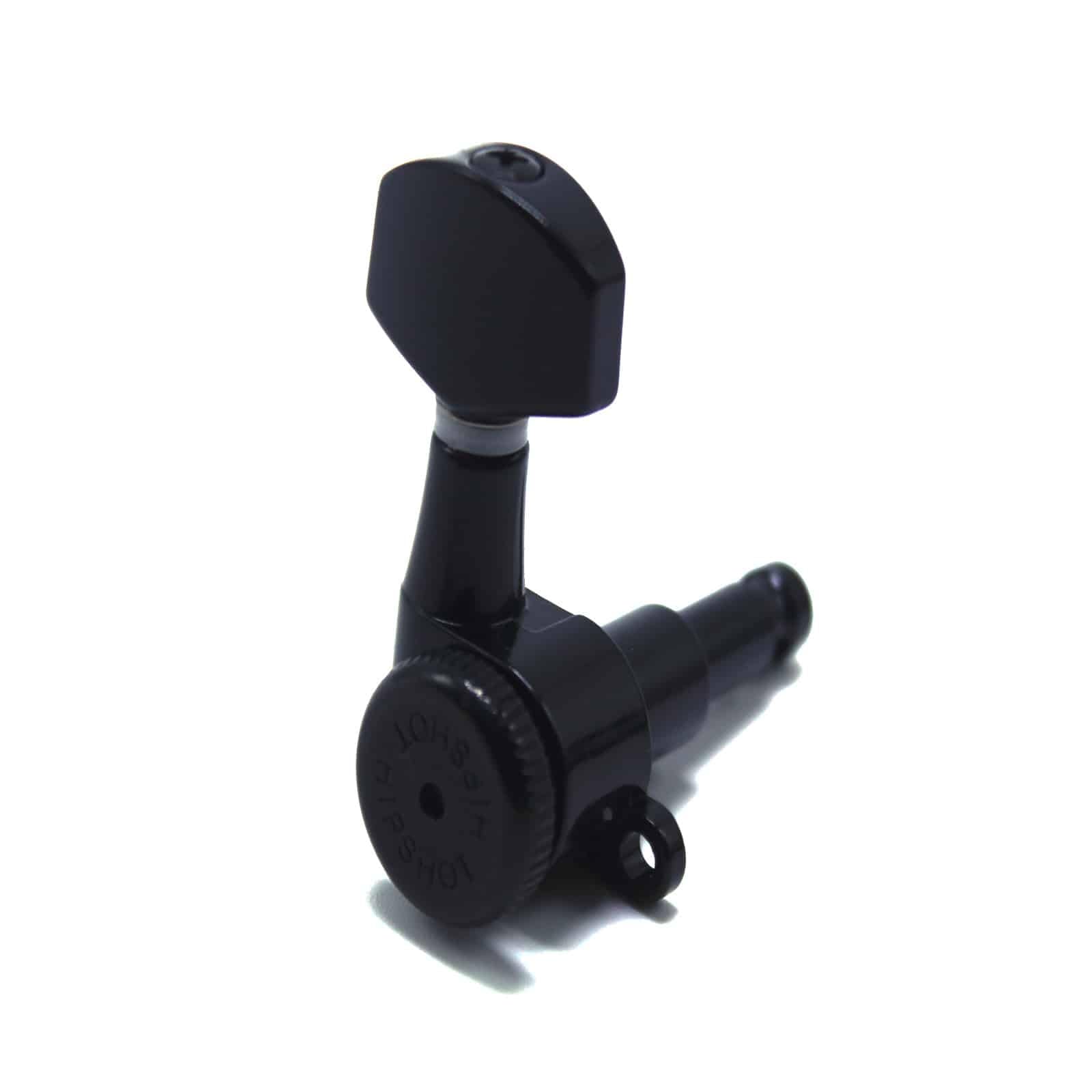 Grip-Lock Vintage 6 Inline Bass Side Staggered Closed 8.5mm Tuners with Universal Mounting Plate, Black