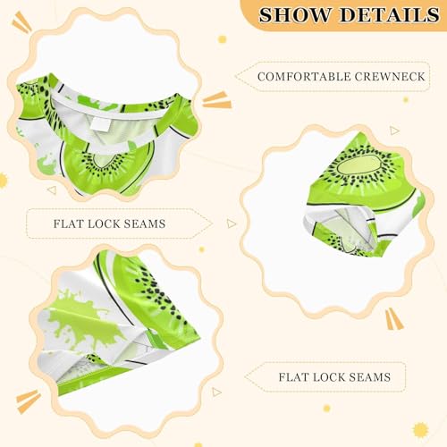 Fruit Kiwi Green Boy's Rash Guard Swim Shirt Long Sleeve Sun Shirt for Running Swiming Pool UPF50+3