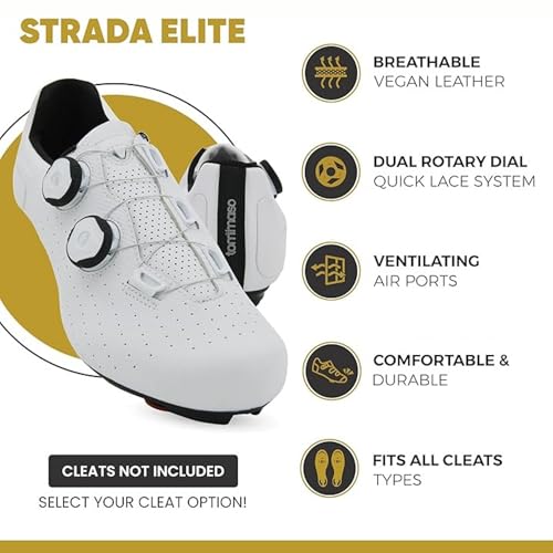 Image of Tommaso Strada Mens SPD & Peloton Shoes-2 in 1 Cycling Shoes-Install Your Own Delta or SPD Cleats for Spin Bikes, Indoor Cycles or Most Mens Bicycles-Explore Bike Accessories