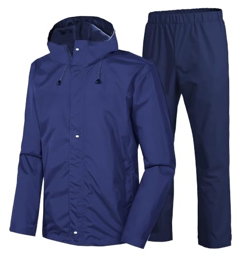 Image of Mens Raincoat Suit with Pant Set Modestra Series | Waterproof Lightweight Breathable Rain Wear | Strong Stitching, Elastic Cuff & Waterproof Zipper Raincoat for men waterproof